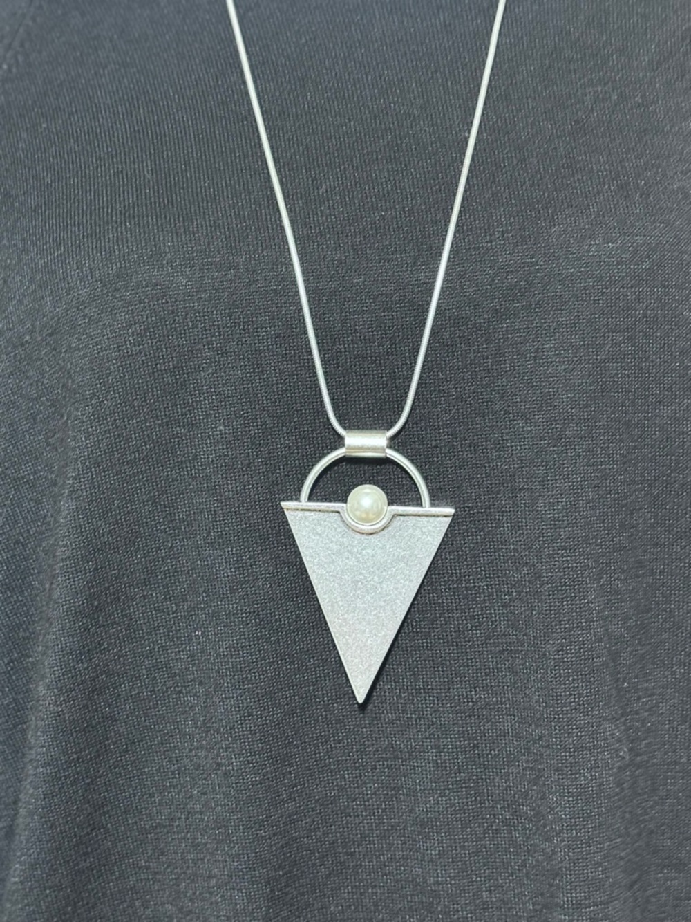 Jenny Bird Silver Triangle Pendant Necklace with Pearl